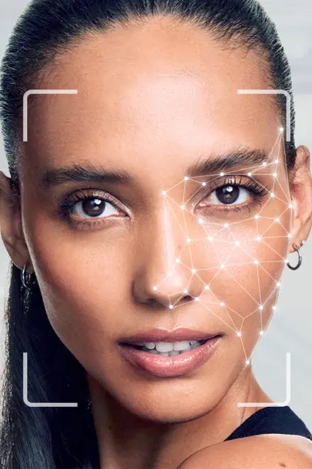 Face being mapped by the skin scan